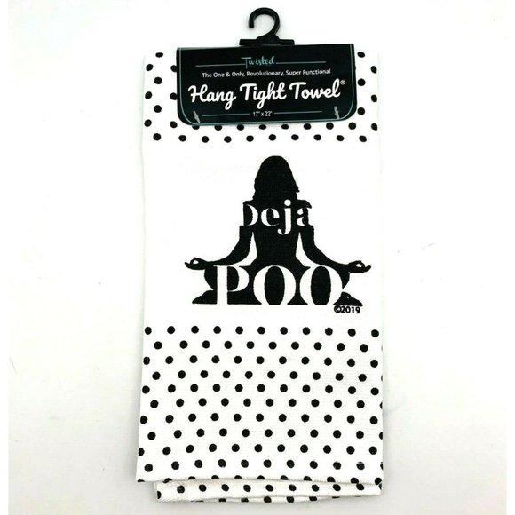 Twisted Wares "Deja Poo" White & Black Hang Tight Towel Dishcloth - NEW - Picture 1 of 2